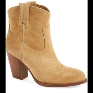 Frye suede heeled ankle cowboy bootie - Iliana